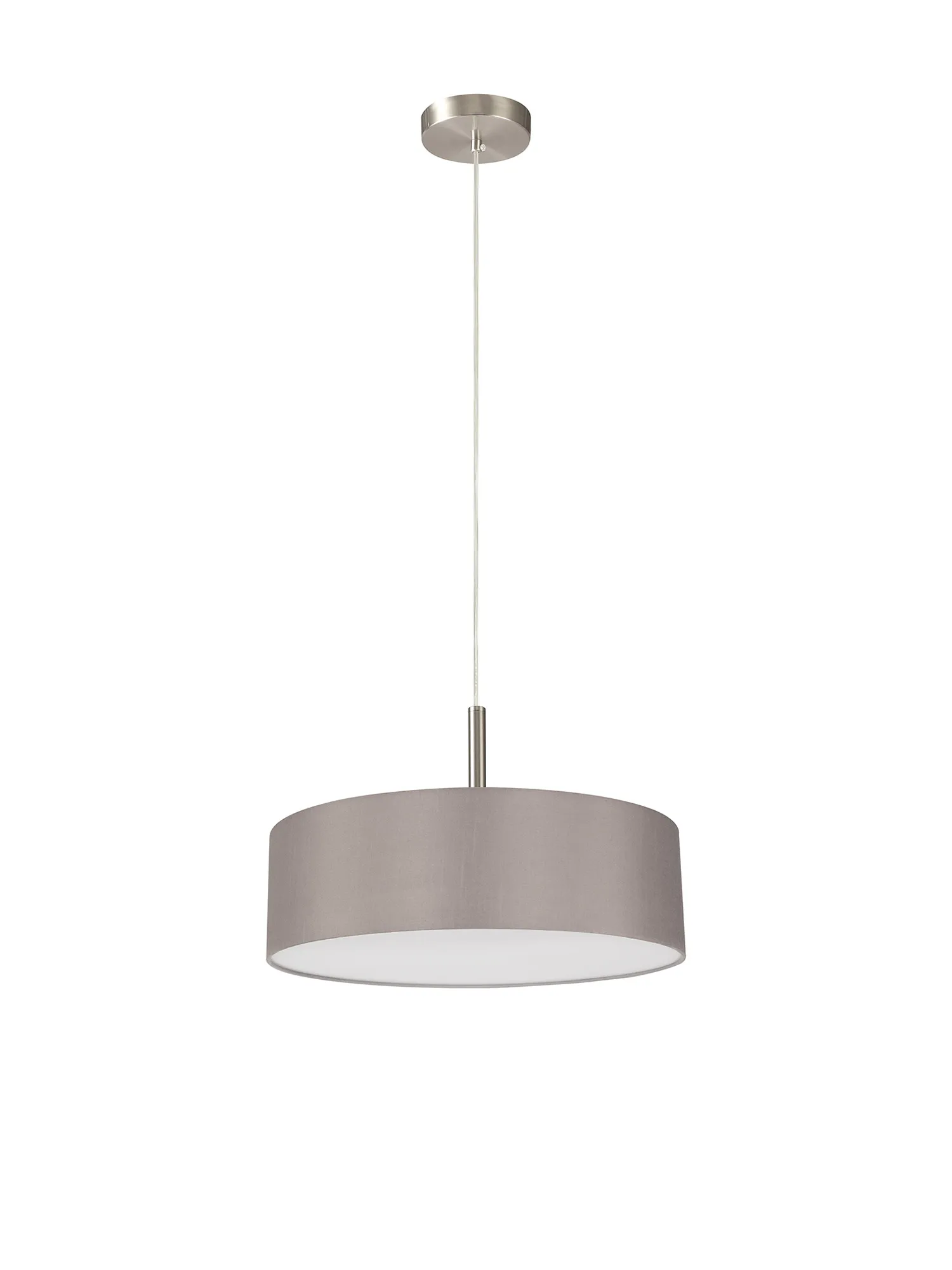 Baymont 45cm 3 Light Pendant Satin Nickel, Grey/White DK0720  Deco Baymont SN GR